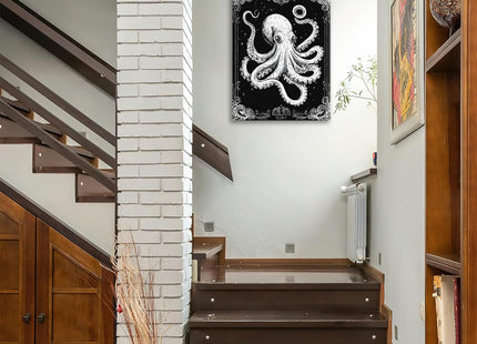 Octopus Canvas Wall Art Nautical Pictures Ocean Animal Painting Coastal Prints Octopus Modern Artwork for Bathroom Living Room Bedroom Office Framed Wall Decor 12"x16"