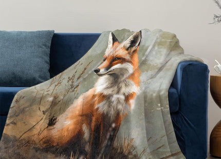Mounidso Fox Blanket, Cute Fox Flannel Blanket Gifts for Women, Soft Warm Lightweight Fox Blankets for Living Room Home Sofa Travel Decor 40" x 50"