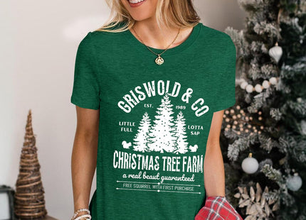 OCURHU Christmas Shirt for Women Funny Christmas Movie Tops Pine Tree Tee