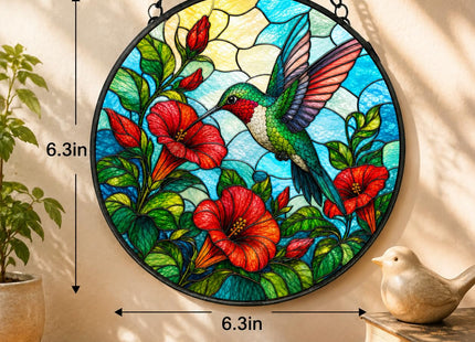 Hummingbird Stained Glass Sun Catcher Window Hanging