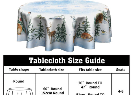 Giwawa Winter Deer Round Tablecloth 60 Inch Pine Tree Table Cloth Holiday Decorative Table Cover for Home Kitchen Dining Room Picnic Party