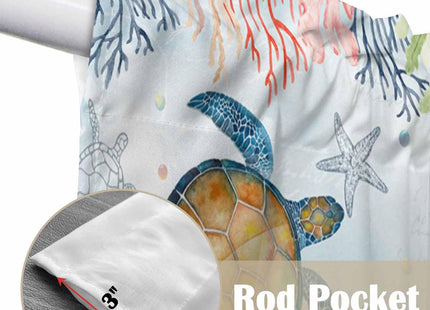 Lsrtoss Sea Turtle Swag Valances for Windows 2 Pack, Kitchen Window Curtains 36 Inch Length, Summer Beach Coastal Nautical Ocean Coral Swag Curtains for Living Room/Bathroom with Rod Pocket 36"x36"