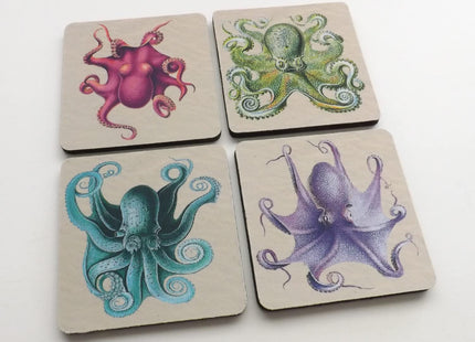 Octopus Tentacles Drink Coasters 3.5 inch Neoprene or Hardboard Nautical Gift Sea Ocean Beach Rustic Home Decor