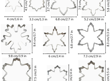 Comais Christmas Snowflake Shaped Cookie Cutters Set Stainless Steel 10Pcs