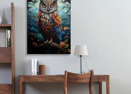 Framed Owl Canvas Wall Art Woodland Forest Wildlife Home Decor 16x24 Inches