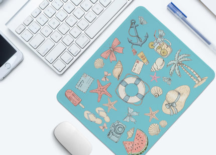 PaJiaNi Blue Coastal Mouse Pad,Blue Beachy Desk Mat,Girly Summer Beach Seashell Mouse Pads for Dorm Home Office Beach Room Desktop Decor,11.8x9.8 Inch