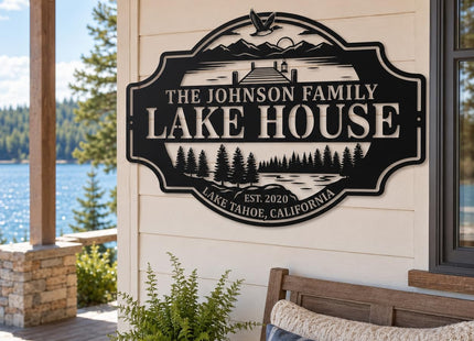 Personalized Lake House Metal Sign Lakeside Dock Wall Art