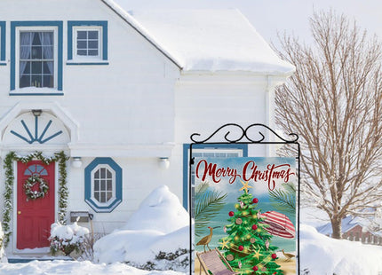 Covido Merry Christmas Pine Tree Decorative House Flag, Xmas Coastal Bird