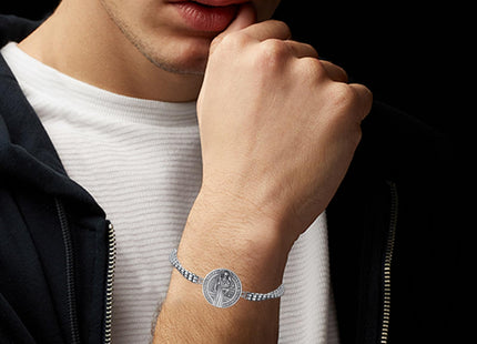 XIXLES Compass Bracelet 925 Sterling Silver Anchor Compass Bracelet Dream Hope Jewelry for Men