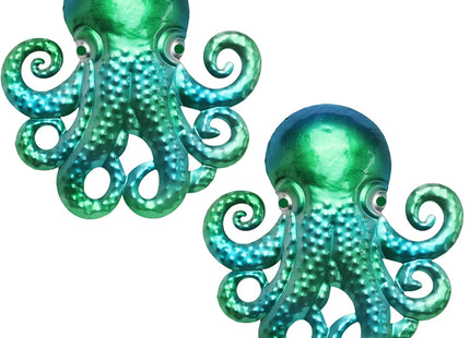 Newinhome Ocean Dreams Metal Wall Art - (Octopus) 2-Piece Handcrafted Iron Sea Creature Cutouts - Coastal Style Home Decor - Unique Gift