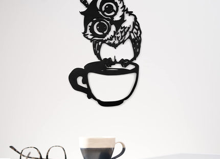 Owl Wood Wall Art, Owl Wall Decor, Coffee Wall Decor, Black Wooden Owl Decorations, Office, Living Room , Bedroom , Kitchen Wall Hanging Decor, Great Gifts