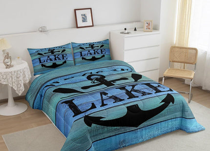 jejeloiu Lake House Decor Anchor Comforter Set Queen Size Kids Boys