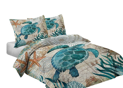 MUSOLEI Ocean Comforter Set Turtle Comforter Set, Sea Turtle Bedding Collections Soft for Teen Boys Turquoise Ocean Themed Mediterranean Style Printed Design Quilt Set Twin Size Comforter Sets（Twin）