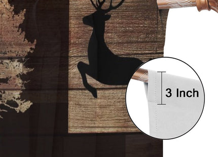 INSFBRB Rustic Lodge Cabin Rod Pocket Blackout Curtains for Living Room,Thermal Insulated Abstract Vintage Jungle Wildlife Elk Deer Tree Bear Window Curtains,54L x 21W 2 Panels