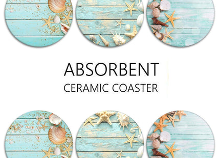 Britimes Coasters for Drinks, Set of 6, Ceramic Stone, Coastal Beach