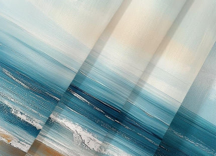 BSRAMZ Abstract Beach Shower Curtains for Bathroom, Coastal Teal Oil Painting Ocean Shower Curtain, Sea Wave Seagull Nautical Coastal Summer Bathroom Bathtubs Decor Curtains with Hooks,72X72