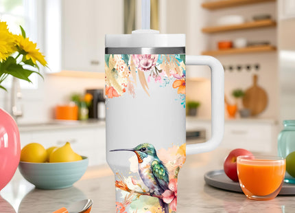 AMZUShome 40 OZ Hummingbird Tumbler with Handle.Hummingbird Lover Gifts.Unique Christmas Birthday Gifts for Hummingbird Lover.Personalized 40 OZ Hummingbird Tumbler Gifts for Women Men.