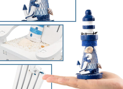 JQAQJU 4" Wooden Beach Chair Lighthouse Sailboat, 4pcs Nautical Home Decor