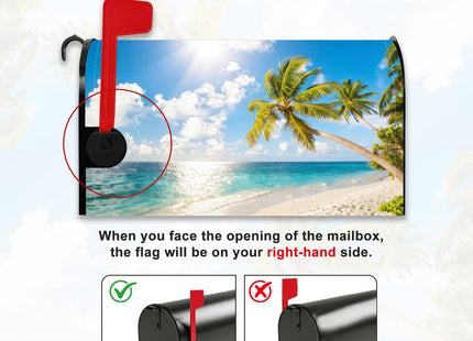 GICDSU Summer Coastal Beach Magnetic Mailbox Cover Standard Size 21 X 18 Inches, Ocean Nautical Post Letter Box Wraps for Outdoor Garden Decoration