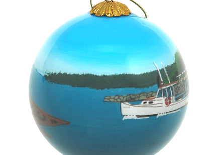 Hand Painted Maine Lobster Shack Ornament – Blown Glass Christmas Tree Decor Inspired by Lobstering, Great for Gifting