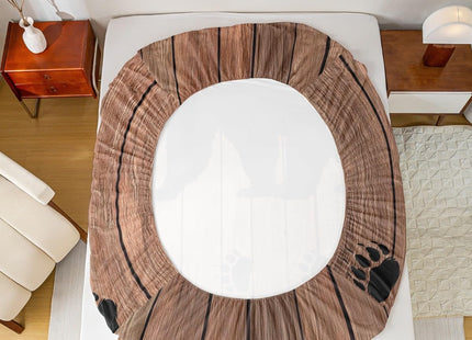 Black Bear Sheet Set Queen,Rustic Brown Farmhouse Wooden Board Bed Sheets Woodland Animal Bedding Sheets For Kids Boys Teens Men,Bear Paws Fitted Sheet + Countryside Flat Sheet + 2 Pillow Cases