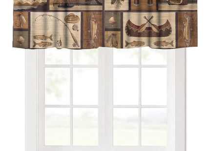 JanJCurt Rustic Farmhouse Valance, Vintage Country Style Natural Scenery Lake House Rustic Cabin Fishing Blackout Short Window Treatment for Kitchen Bedroom Living Room, 54x18inch