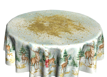 VentuCoven Christmas Tablecloth 60 inch Round Xmas Winter Deer Table Cloth Xmas Table Cloths Tablecloths for Kitchen Dining Decorations Holiday