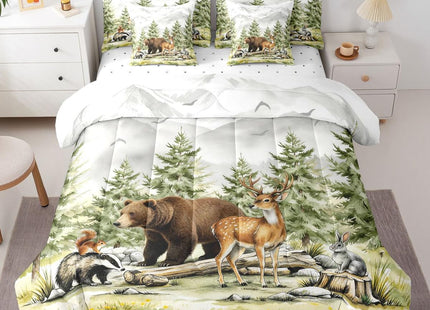 Feelyou Woodland Forest Comforter Set Twin for Kids Boys Girls Bedding Set
