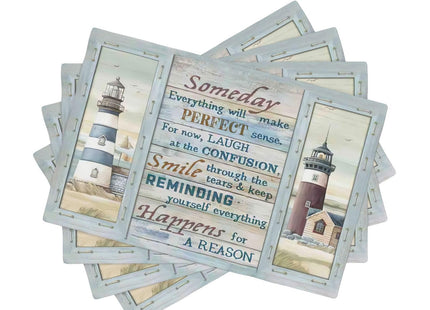 Lighthouse Placemats Set of 4 Nautical Lighthouse Table Mats Washable Place Mats for Home Party Indoor Kitchen Dining Table Decoration 12x18 Inch