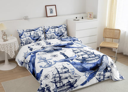 Feelyou Kids Whale Comforter Set Full Size Ocean Bedding Set Boys Girls