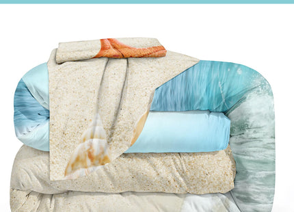 Bedbay Seashell Comforter Coastal Bedding Comforter Set Twin Size Boys Girls Beach Theme Bedding Set Room Decor Starfish Seashore Beach Quilt Set 2 Pcs (Conch,Twin)