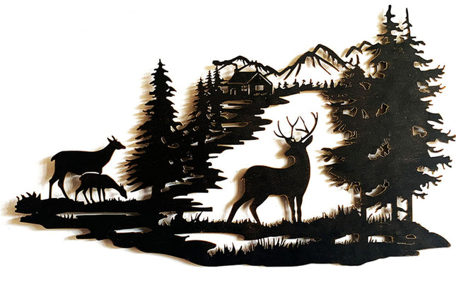 Remenna Cabin Decor Metal Deer Wall Art Rustic Wall Decor Hanging for Bathroom Living Room Bedroom Indoor Outdoor 22x13 Inches