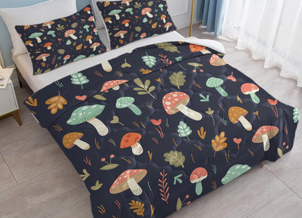 SOULZZZ Forest Deer Mushroom Bedding King, Soft 3 Piece Mushroom Bed Set for Girls Enchanted Forest Themed Room Decor Mushroom Comforter & 2 Pillowcases