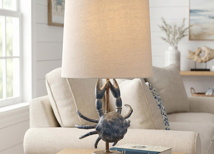 Crestview Collection 20" H Coastal Crab Table Lamp,Oatmeal Linen Shade