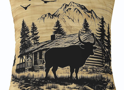 Feelyou Bear Throw Pillow Covers Set of 4 Rustic Bear Cushion Case Deer Hunting Decor Pillowcase Wolf Cow Farmhouse Yellow Green Black Yellow Black Indoor Outdoor