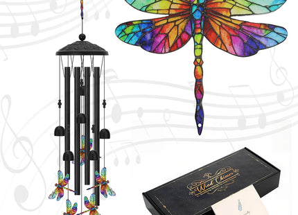 Hoemwarm Colorful Dragonfly Wind Chimes Dragonfly Gifts for Women
