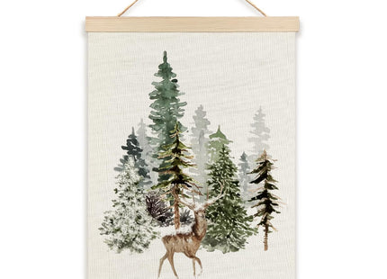 RYYCDOI Deer Winter Wall Decor, Forest Deer Christmas Wall Art Decor, Winter Farmhouse Christmas Wall Decor for Living Room Home, 16x24 Inch