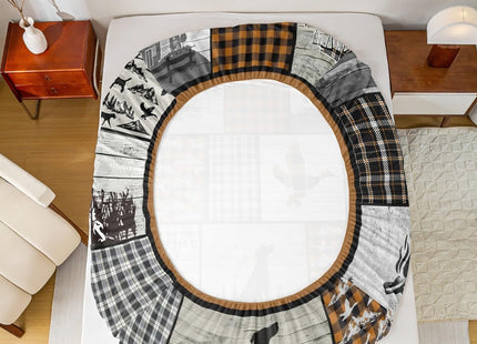 Hunting Dog Bed Sheets Set Plaid Rustic Cabin Sheet Set Mallard Duck Sheets with Deep Pocket Fitted Sheet for Boys Girls Geometric Checkered Camping Hunting Bedding Set Full Size With 2 Pillow Case