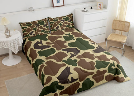 Erosebridal Hunting Fish Bedding Set Camo Army Bass Fishing Comforter Set