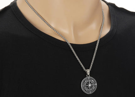Men's Compass Pendant Necklace, Nautical Compass Necklace for Male Jewelry