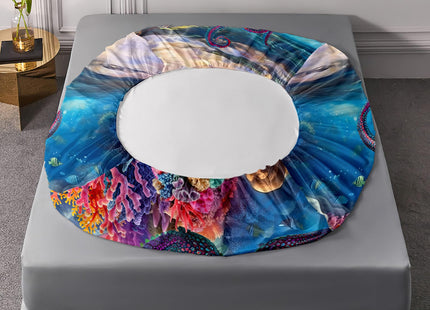 XYNHML 3D Octopus Fitted Sheet Set Full 4Pcs Nautical Ocean Quilt Bed Sheets Seaweed Bedding Set for Boys Teens Adult Includes 1 Fitted Sheet,1 Flat Sheet,2 Pillowcases