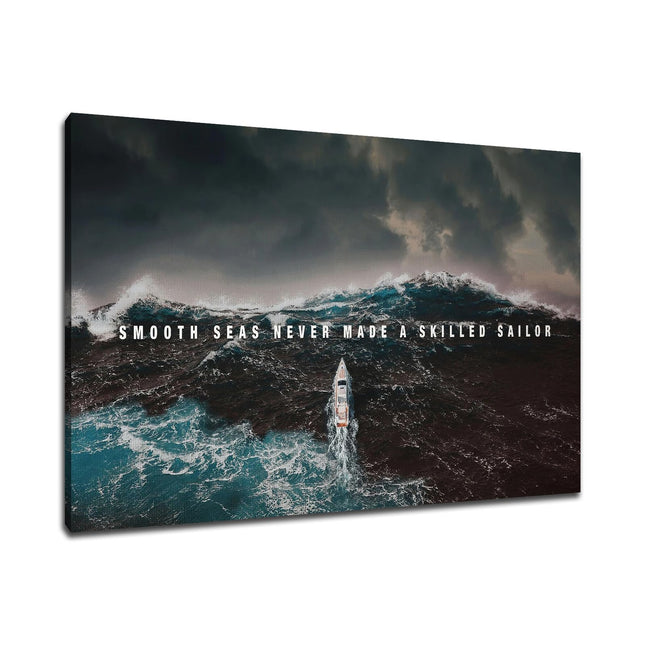 PSYYSP Stormy Ocean Canvas Wall Art, Smooth Seas Sailor Nautical Decor