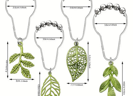 12pcs Tree Leaf Shower Curtain Hooks Rings,Woodland Forest Style Theme Home Shower Curtain Rings Decor Accessories