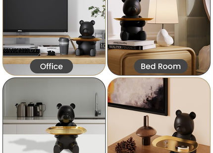 Keyper Bear Key Bowl & Decorative Bowl for Entryway Table, Bear Key Holder & Catch All Tray, Decorative Dish for Keys, Jewelry & Candy, Cute Housewarming Gift, Apartment Home Decor (Matte Black)