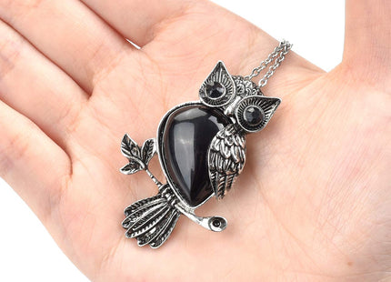 Jovivi Owl Gifts Vintage Owl Necklace Healing Crystals Stone Necklaces