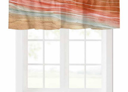 RisQiten Burnt Orange Ombre Coastal Valances for Windows, Summer Nautical Beach Kitchen Curtains Window Treatment Decor, Ocean Seaside Rod Pocket Short Window Valances for Living Room/Bedroom 54"x18"
