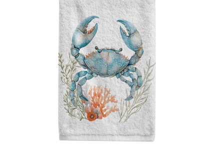 ALAZA Hand Towel Set of 1 100% Cotton Bath Towels Aqua Crab Coral for Bathroom Housewarming Decor Gifts