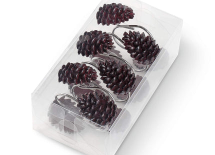 CHICTIE Pinecone Shower Curtain Hooks,12 Christmas Shower Rings Hangers