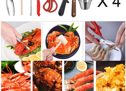 32 PCS Seafood Tools Include Crab Crackers, Seafood Scissors,Oyster Knife, Shrimp Deveiner Tool,Lobster Sheller, Crab Hammer,and Shellfish Forks,Sauce Cups and Nutcracker Set
