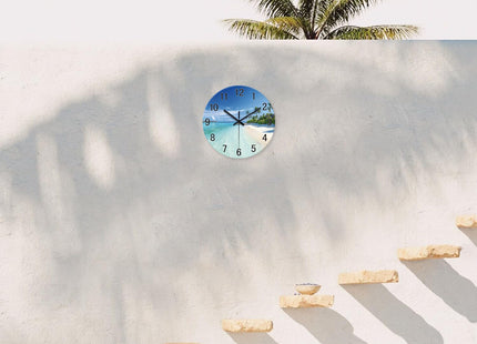 XFM Blue Beach Wall Clocks Battery Operated 12 Inch Coastal Nautical